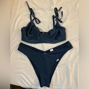 Blue shimmer Abercrombie & Fitch bathing suit top s medium and bottom s large